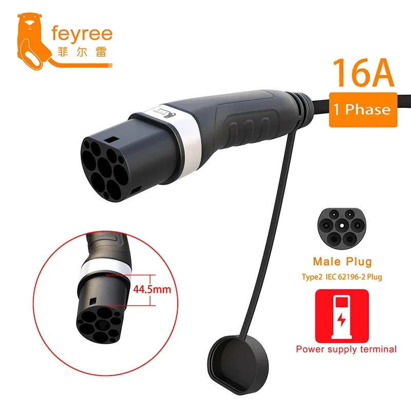 Feyree Type2 16A Power Supply Side Male Charger Plug 3.5KW to Schuko Plug Socket Charging Adapter for Electrical Car