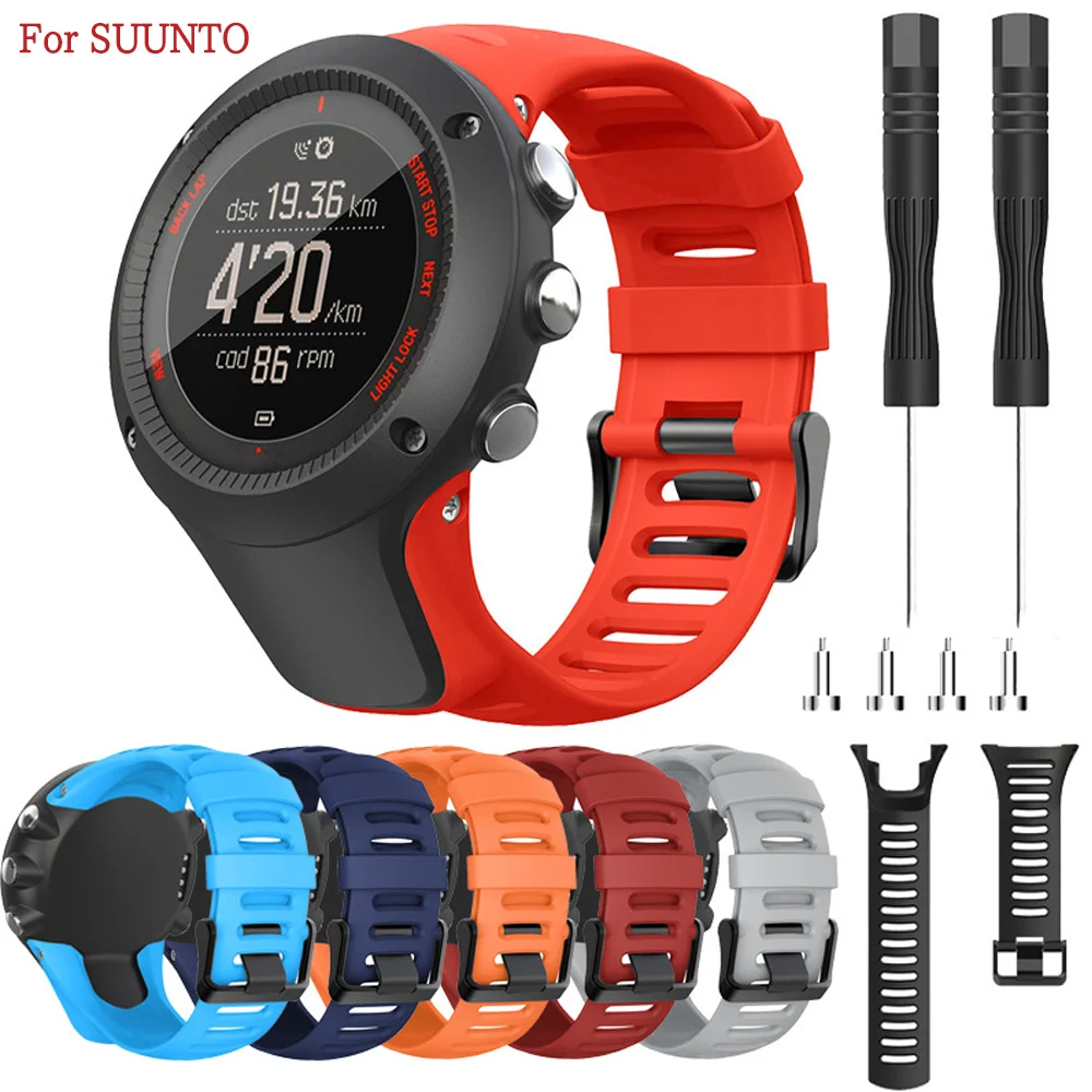 Compatível com suunto ambit 1/2/3/2s/2r/3p/3s/3r macio tpu silicone esporte banda substituição pulseira acessórios com ferramenta