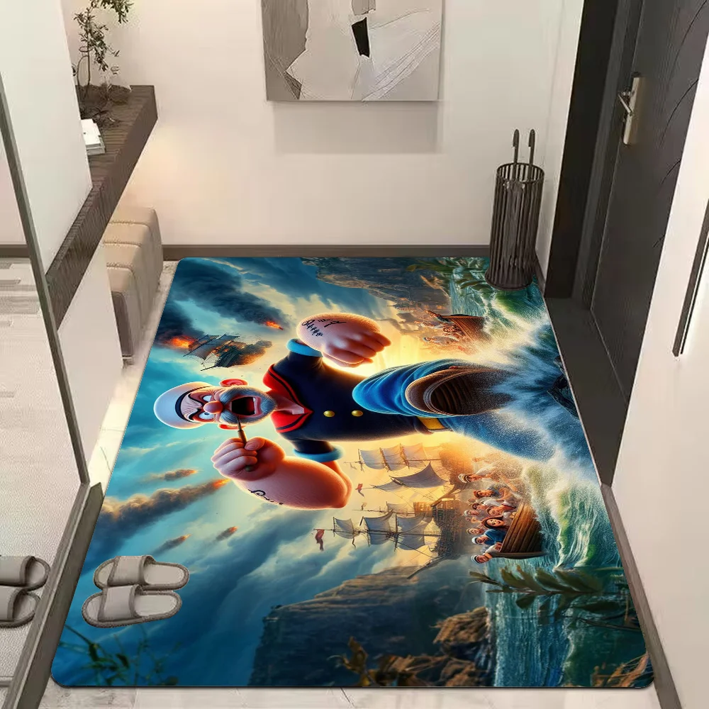 P-Popeyes The Sailor Man Bathroom Mat Non-Slip Laundry Room Mat Laundry Decor Balcony Child Living Room Toilet Rug