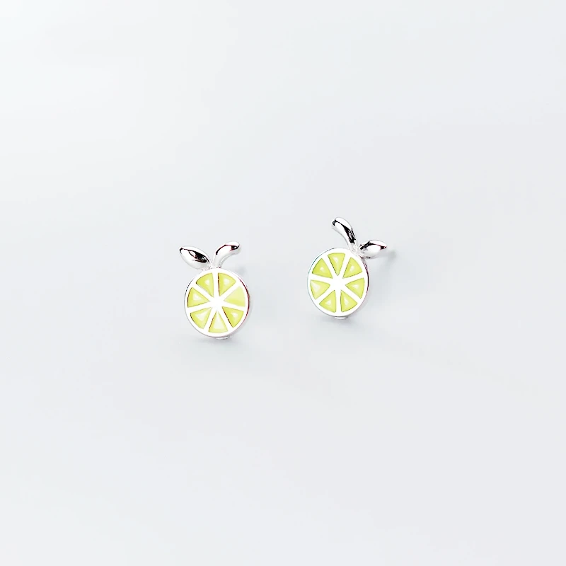 WYEAIIR 925 Sterling Silver Cute Mini Lemon Fruit Fresh Art Fine Jewelry Luxury Female Earrings