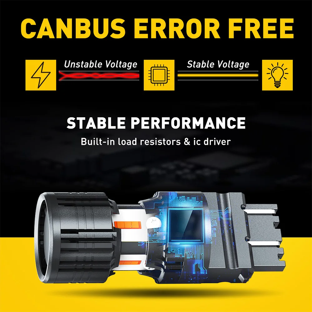 AUXITO 2 قطعة Canbus أضواء السيارة T25 LED 3157 3156 P27W P27/7W العنبر الأصفر بدوره مصباح إشارة 6500K الأبيض احتياطية الذيل مصباح إيقاف السيارة