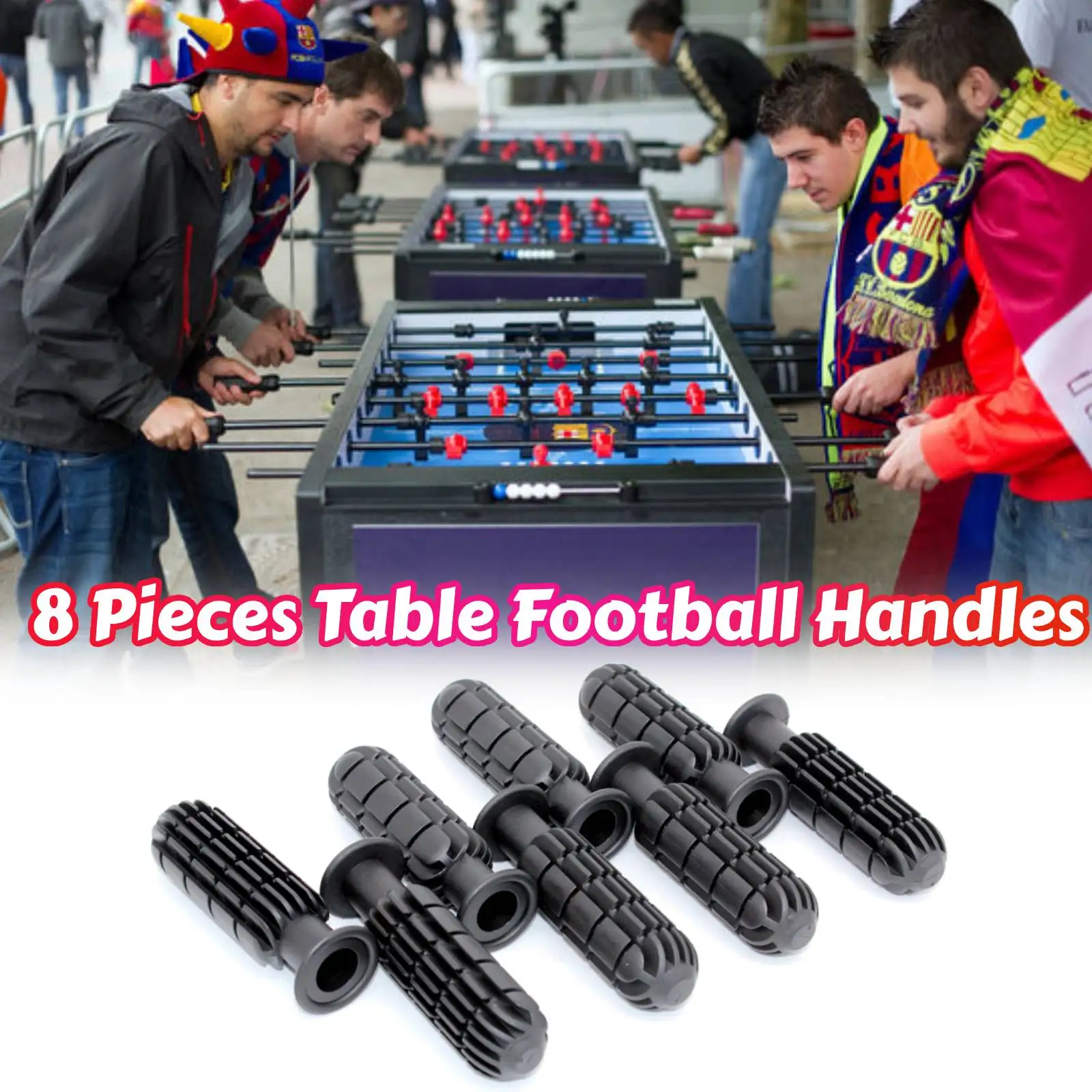 8Pcs Table Football Handles Easy Install Rod Table Soccer Lightweight Practical Octagonal Replacement Child Parts Accessories