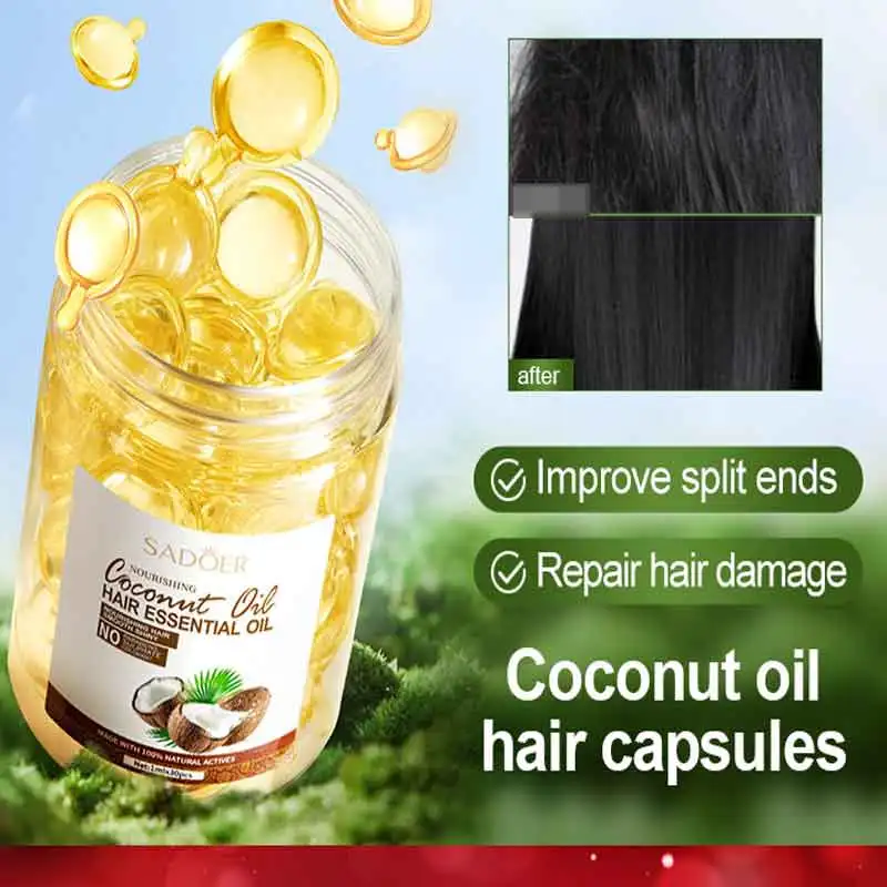 Coconut Oil Care Nutrition Scalp Oil Control Enhancement Hair Nutrition Solution Hair Care Essential Oil Capsules