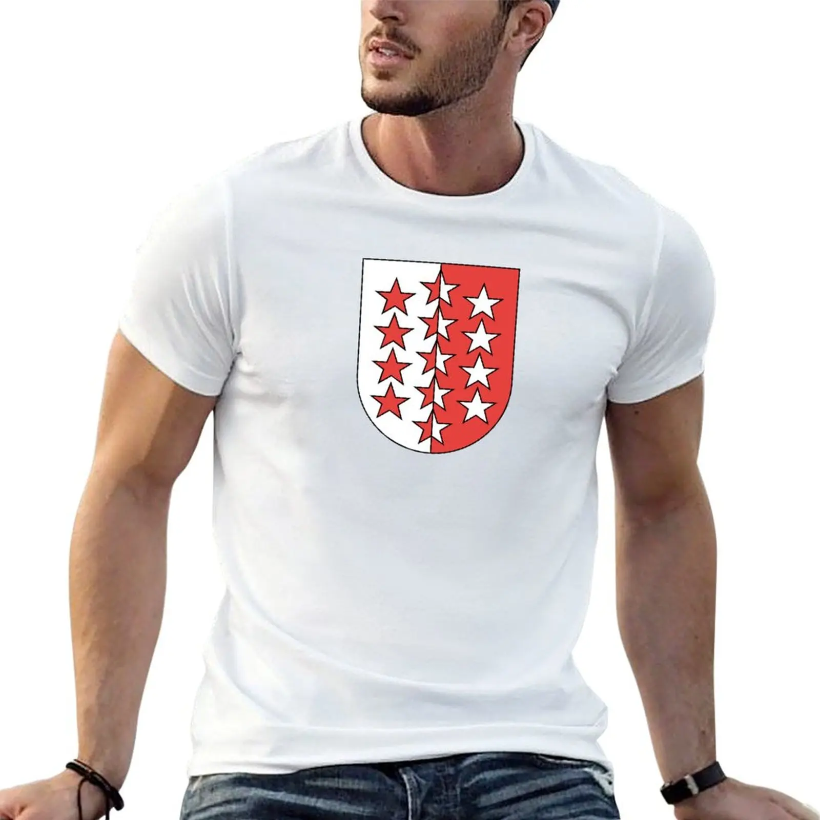 T-Shirt cotton Canton Coat for Valais for of Arms t man t funny anime man shirts shirts of