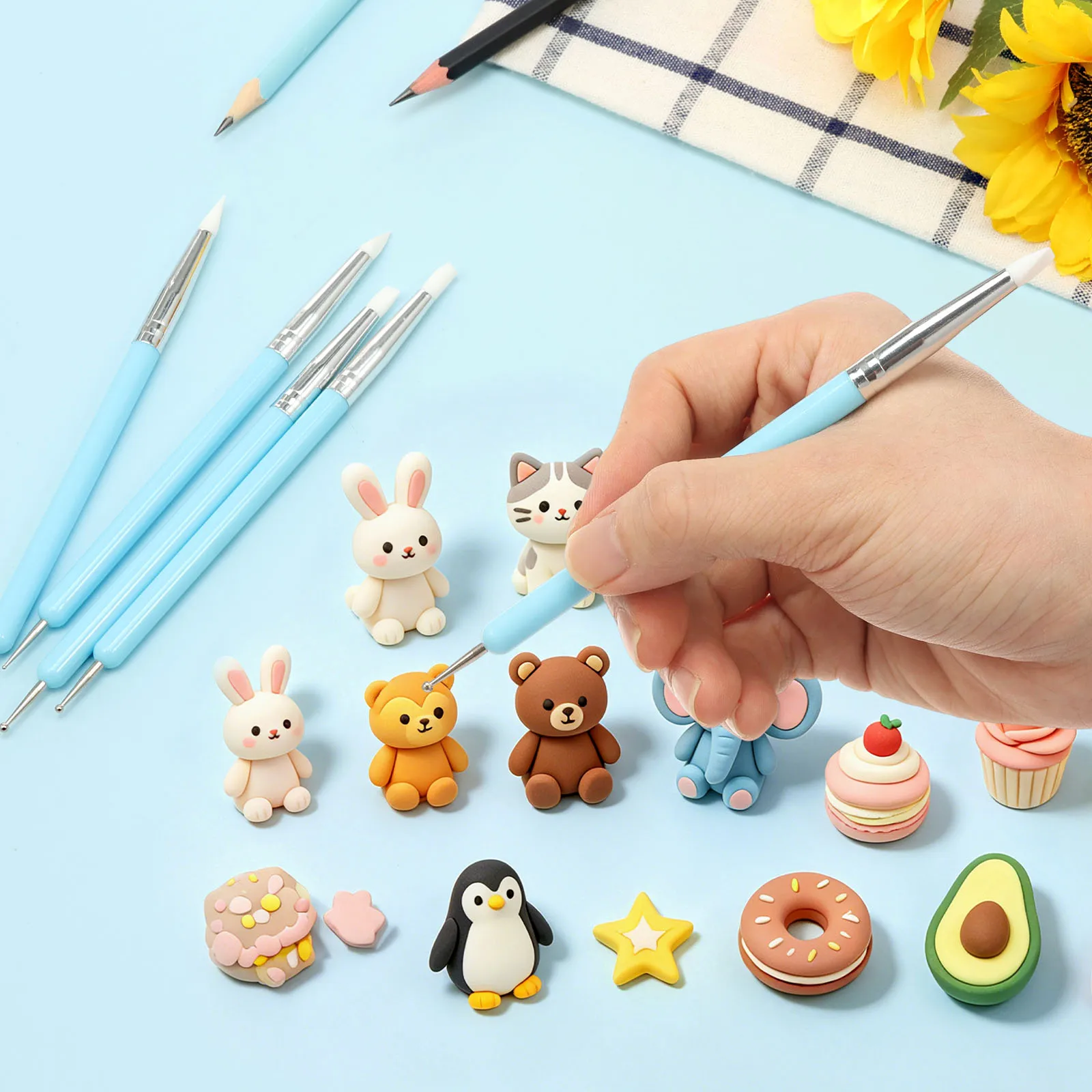 Polymer Modeling Clay Sculpting Tools Nail Art Embossing Ceramic Clay Indentation Dotting Tools DIY Pottery Carving Sculpting