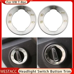 Headlight Lamp Switch Button Panel Frame for Volkswagen VW T-roc Troc 2017-2023 Accessories Sticker Cover Trim Stainless Steel