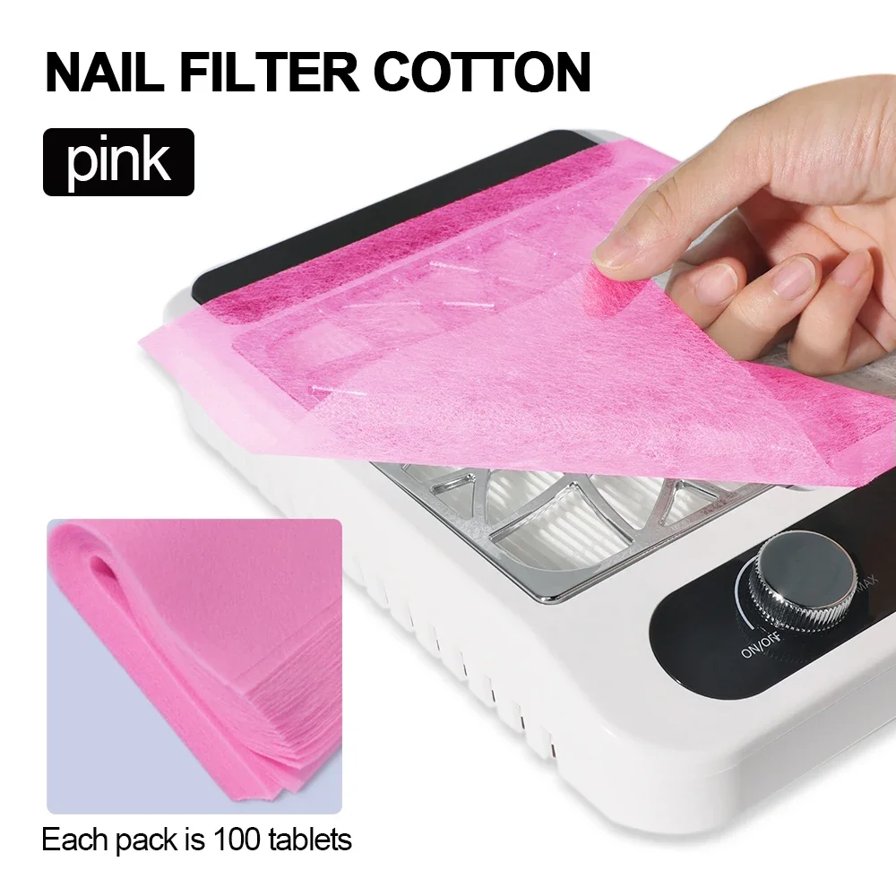 100Pcs/Bag Nail Art Vacuum Dust Collector Non-Woven Filter Cotton Paper Manicure Dust Filter Paper for Nails Vacuum Cleaner