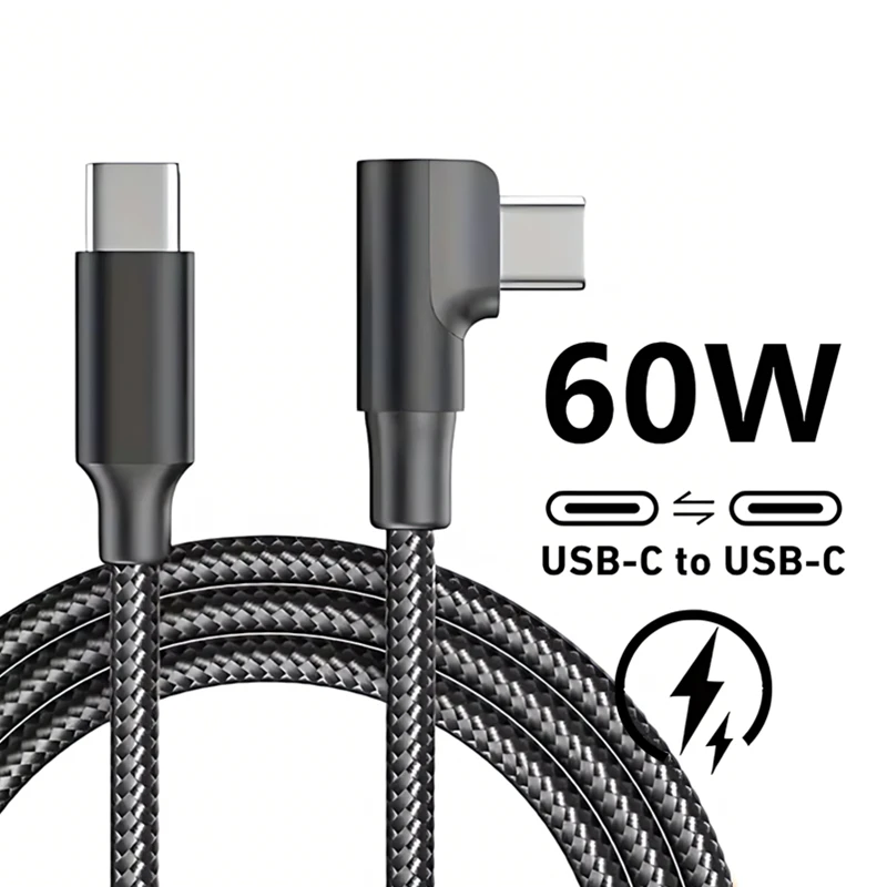 90 graden elleboog USB-C snellaadkabel voor iPhone 17 16 15 Pro Max Samsung Xiaomi Redmi POCO OnePlus nylon gevlochten Type-C kabel