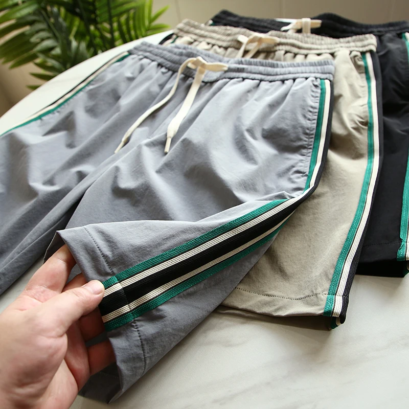 

Мужские повседневные шорты из технологичной ткани Tech Cool Fabric, модные шорты из ледяного шелка, удобные летние спортивные брюки-бермуды