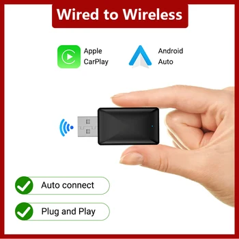 유선에서 무선으로 카플레이 안드로이드 자동 미니 AI 박스, OEM 자동차 스테레오용, USB 플러그 앤 플레이, BT5.0, WiFi, 5.8GHz, 2 in 1, 신제품
