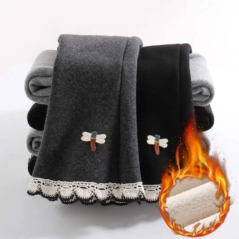 2025 بنطال بناتي خريف شتاء دافئ سميك جرس قيعان مرونة الخصر السراويل الطويلة ملابس مريحة للأطفال 4-8 سنوات #2