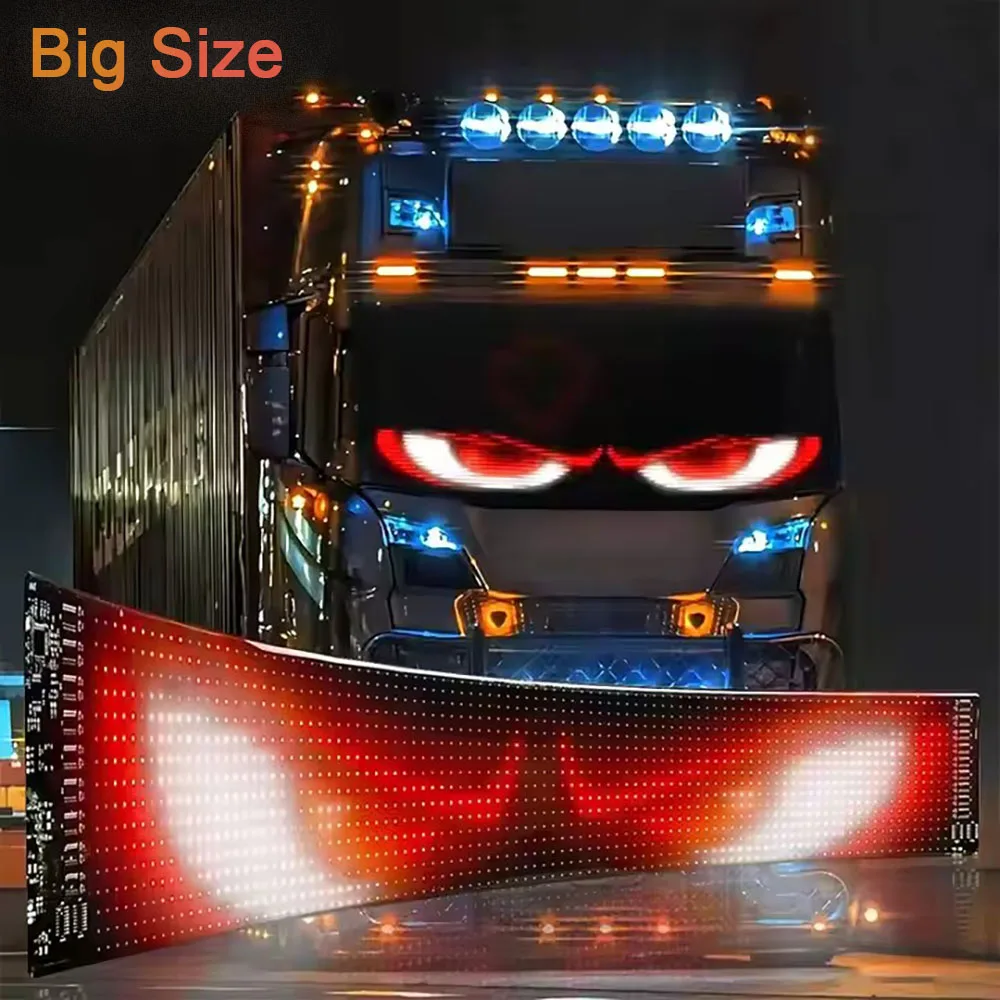 Huge Bright Devil Eyes LED Light for Car69''x7'' Flexible Digital Scrolling LED Display Bluetooth APP Control Custom Text Patter