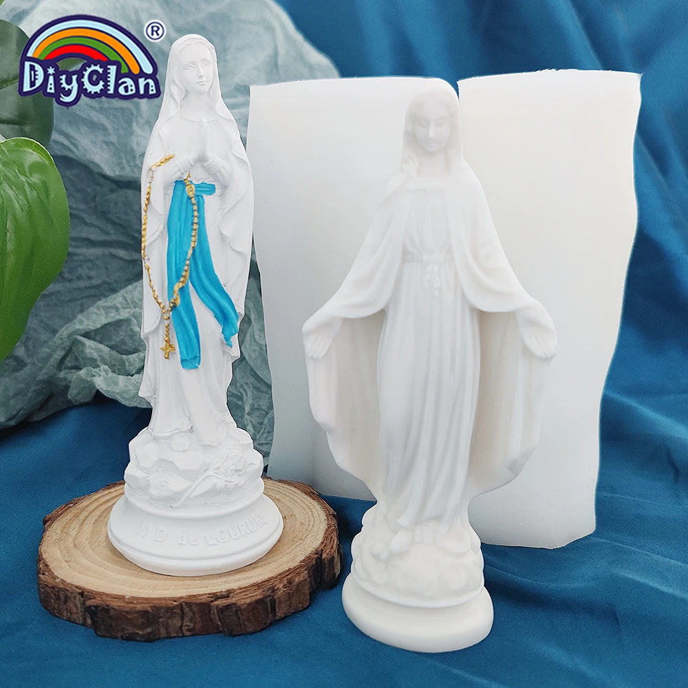 3D Virgin Mary Model Silicone Mold Nun DIY Making Handmade Crafts Gypsum Aromatherapy Cement Clay Mould Home Decorate Tools