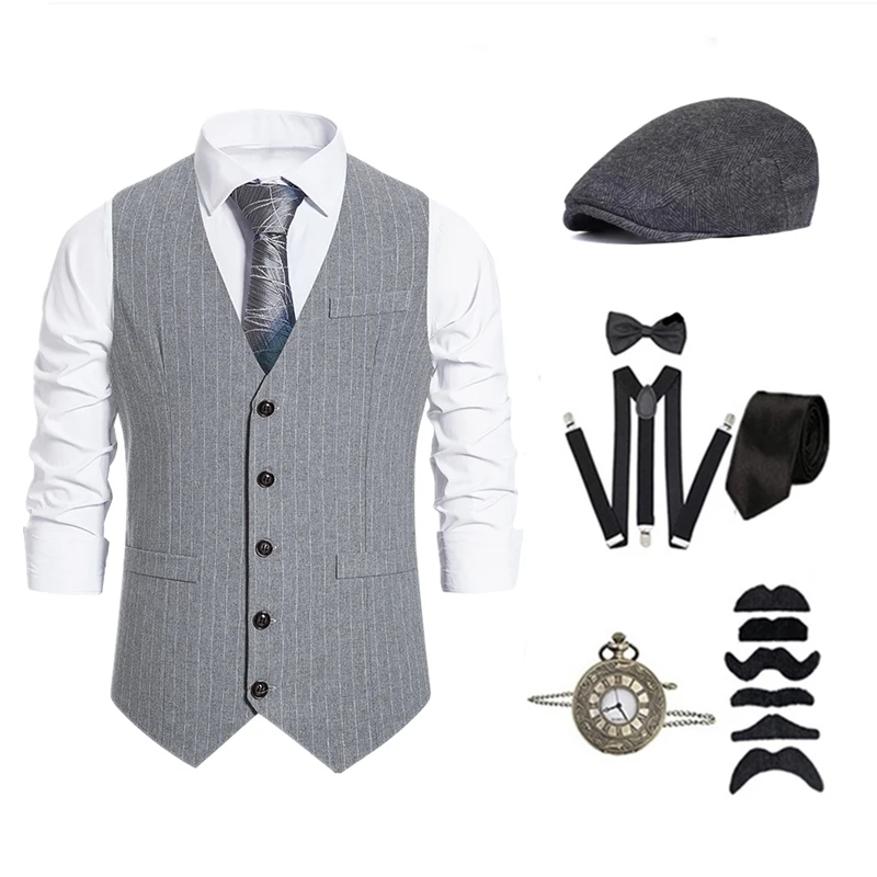 Hot selling men's Gatsby style king suit set in the 1920s, men's retro vest shirt, stage performance clothing in stock