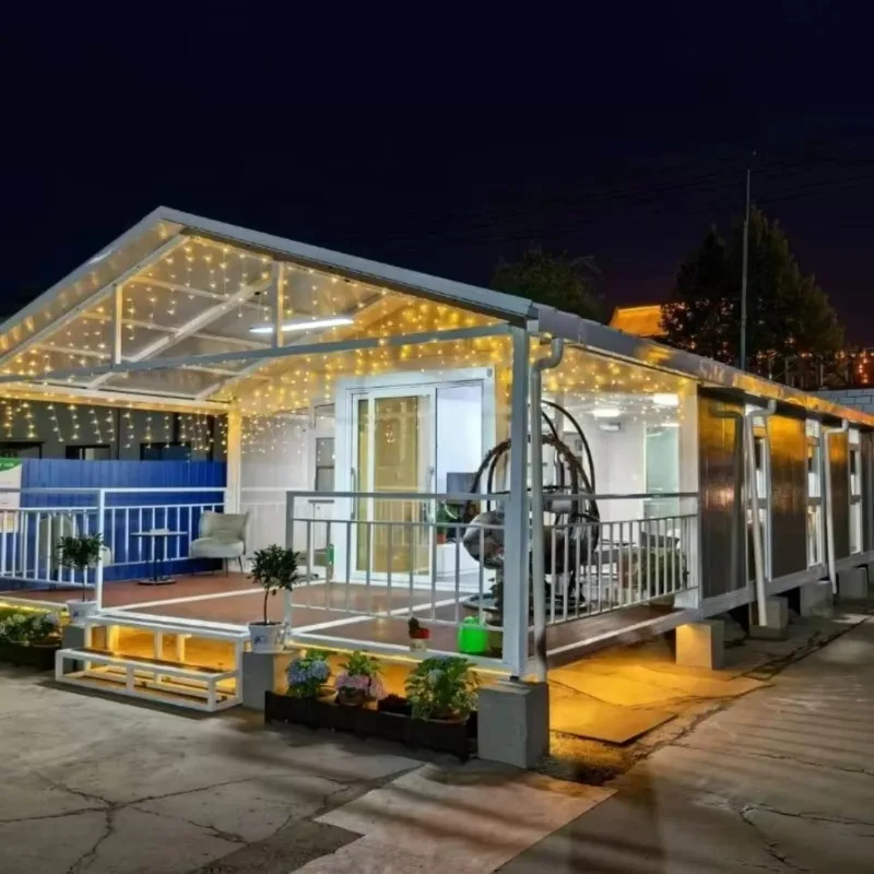 منزل حاوية جاهزة قابلة للتوسيع هيكل فولاذي قابل للطي مقاوم للماء منزل صغير 20 قدم 30 قدم 40 قدم مخصص