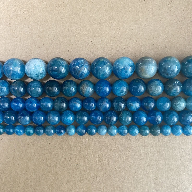 Genuine Semi-precious Natural Stone 6 8 10MM Size Blue Apatite Round Loose Beads 15\