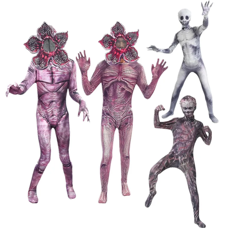 Halloween Costumes for Kids Horror Zombies Ghost Boy Girl Skeleton D-Demogorgon Dress up Fantasy Jumpsuit Child Monster Costume