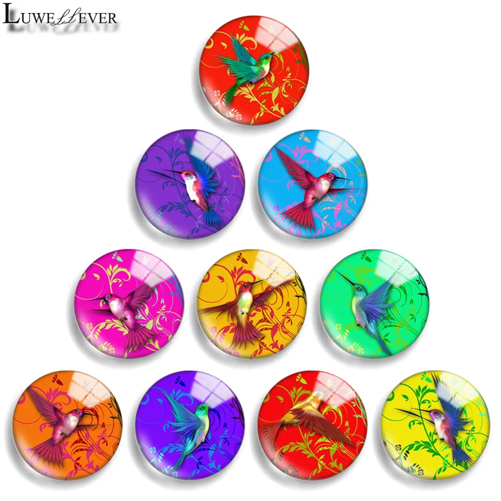 12mm 10mm 20mm 25mm 30mm 40mm 850 Hummingbird Mix Round Glass Cabochon Jewelry Finding 18mm Snap Button Charm Bracelet