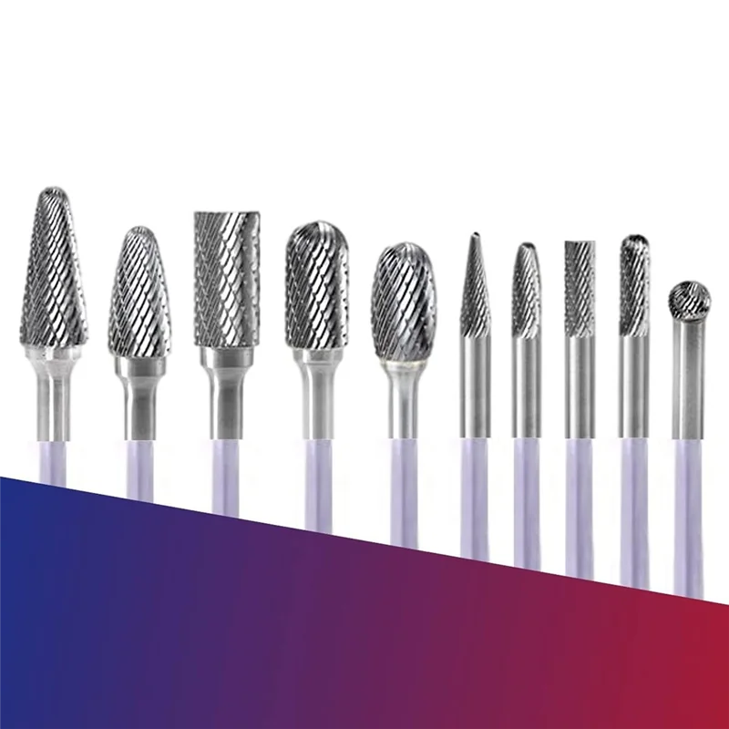 

Carbide Burr Set 10 Pieces Tungsten Double Cut Rotary Die Grinding H E Ad Cutting Burr For Aluminum Metal Wood Engraving-B51B