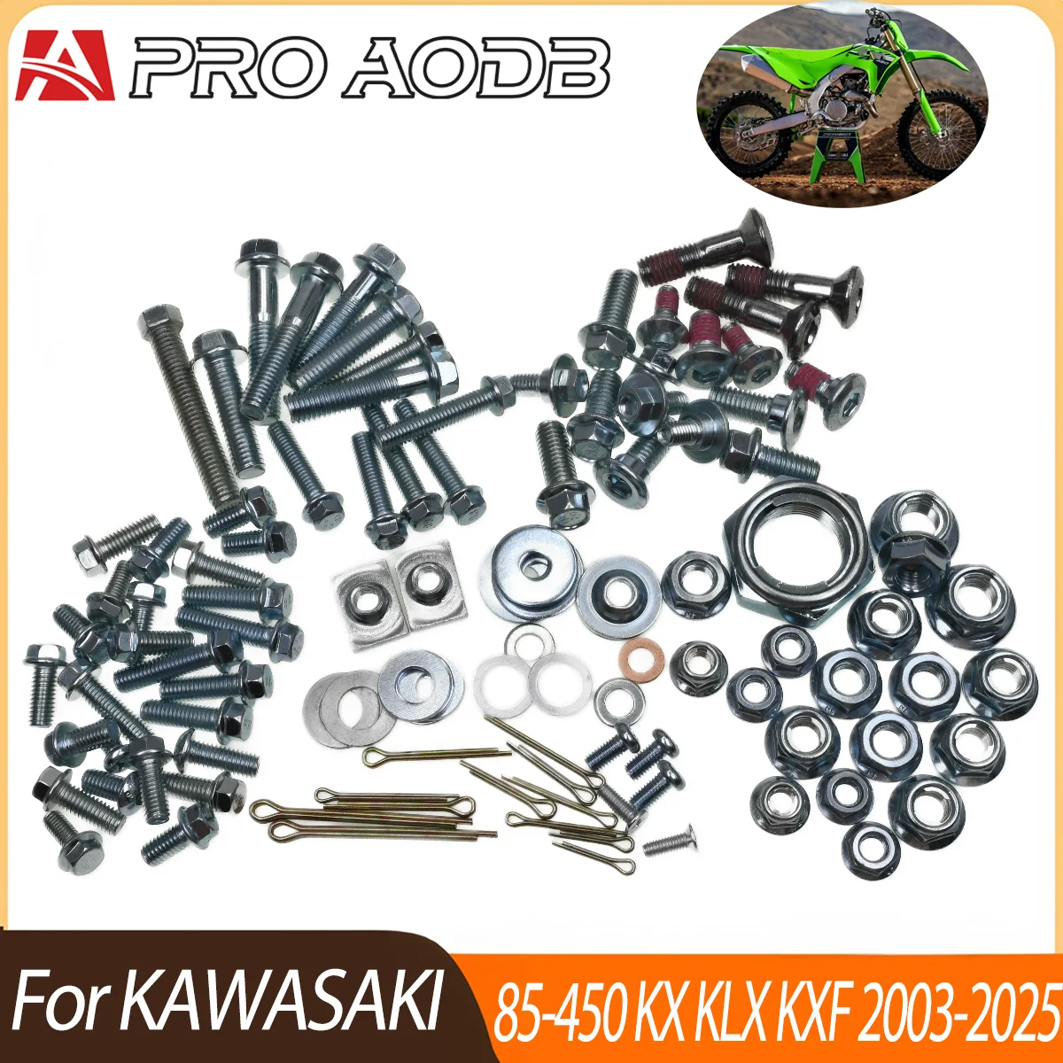 For Kawasaki KX KLX KXF 85 125 250 450 2003 2004 2005 -2025 Motocross Hardware Screw Bolt Full Car Screw kit Screw repair kit