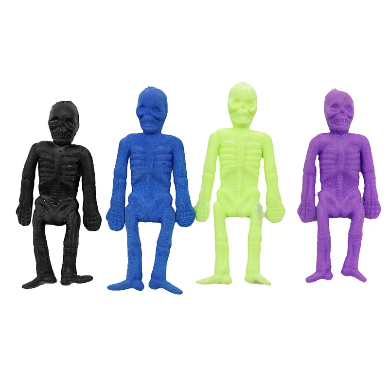 10Pcs Halloween Wacky Skull Man Toy Model Funny Cute Kids Soft Gel Man Holiday Party Small Gift Children's Pranks & Spooky Toys