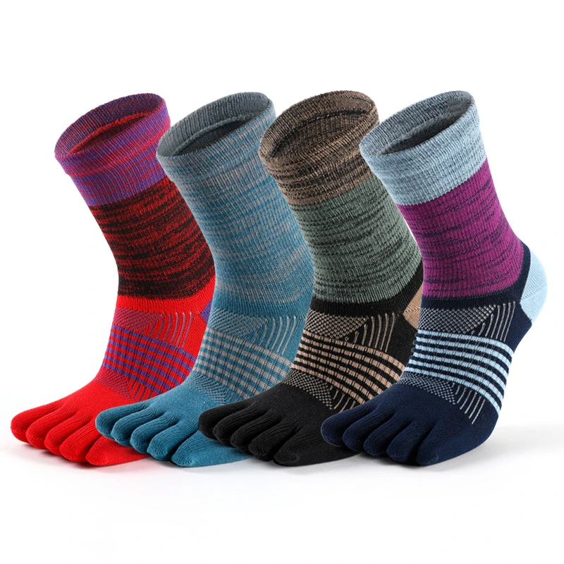 5 Pairs Men's Five-Finger Socks 100% Cotton Breathable Odor Resistant Women Outdoor Running Sport Socks