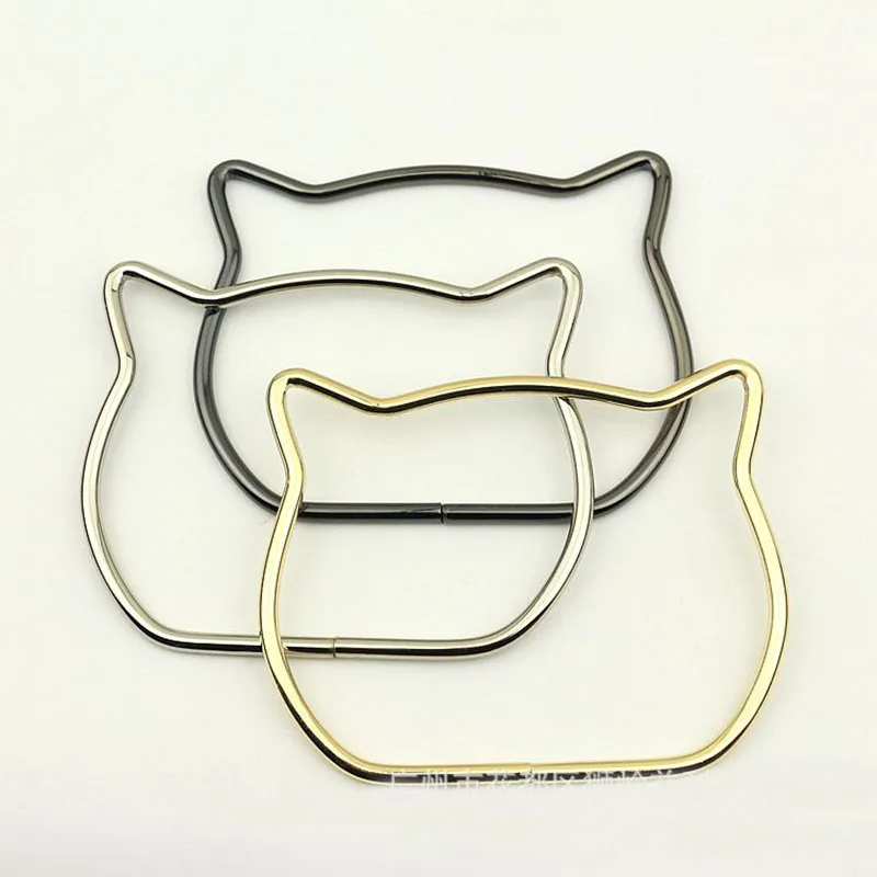 

10Pcs Metal Cartoon Cat Ring Bag Handles Buckles For Women Handbag Purse Lock Clasp Handle Connector DIY Bags Accessories