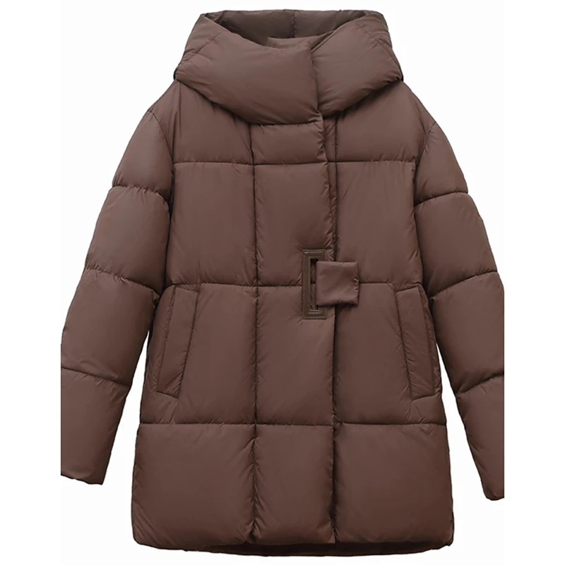 Abrigos de plumón de algodón Vintage para mujer, Parkas gruesas y cálidas con capucha, chaqueta holgada que combina con todo, abrigo de nieve a