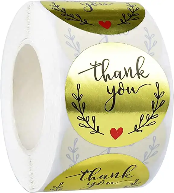 Custom Real Gold Foil Wedding Favor Stickers Personalized Self Transparent Stickers for Decoration Bottle Thank You Favor  Label