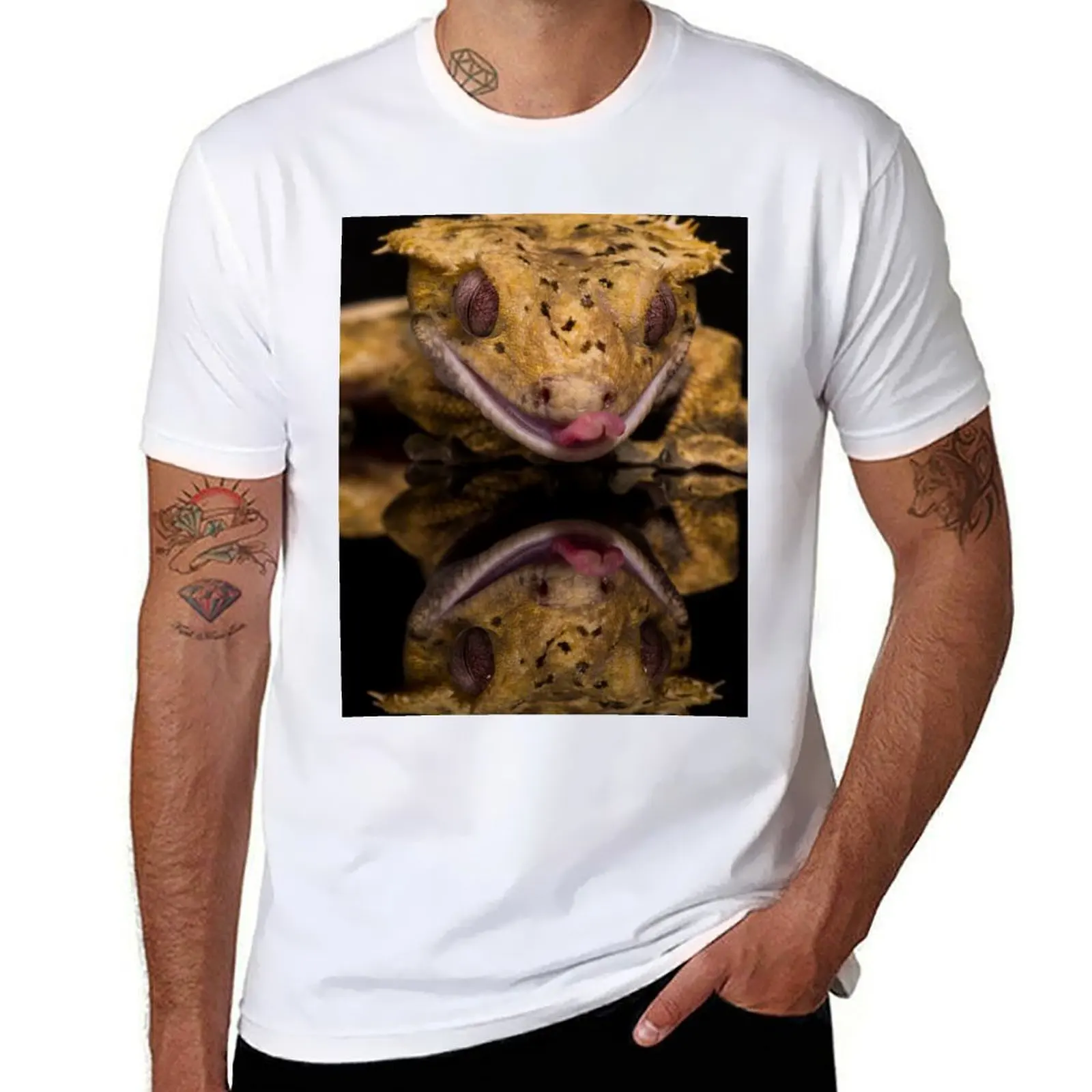 

Новая футболка Caledonan Crested Gecko, мужская футболка, забавные футболки с рисунком, темная футболка с юмором