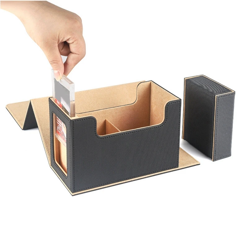 Card Deck Box With Display Window,Card Deck Case With Dice Tray Card Storage Box 35Pt Magnetic Card Holder