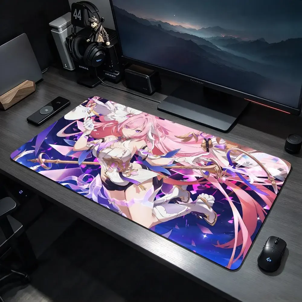 Sci Fi Game H-Honkai Impact 3rd Elysia Mouse Pad Large Gaming Mousepad Desk Mat Non Slip Bottom Featuring Stitched Edges