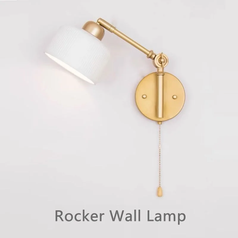 Long Rocker Wall Lamp Modern Metal Lighting Fixture Living Room Bedroom Bedside Ceramics Shade E27 Reading Wall Lights