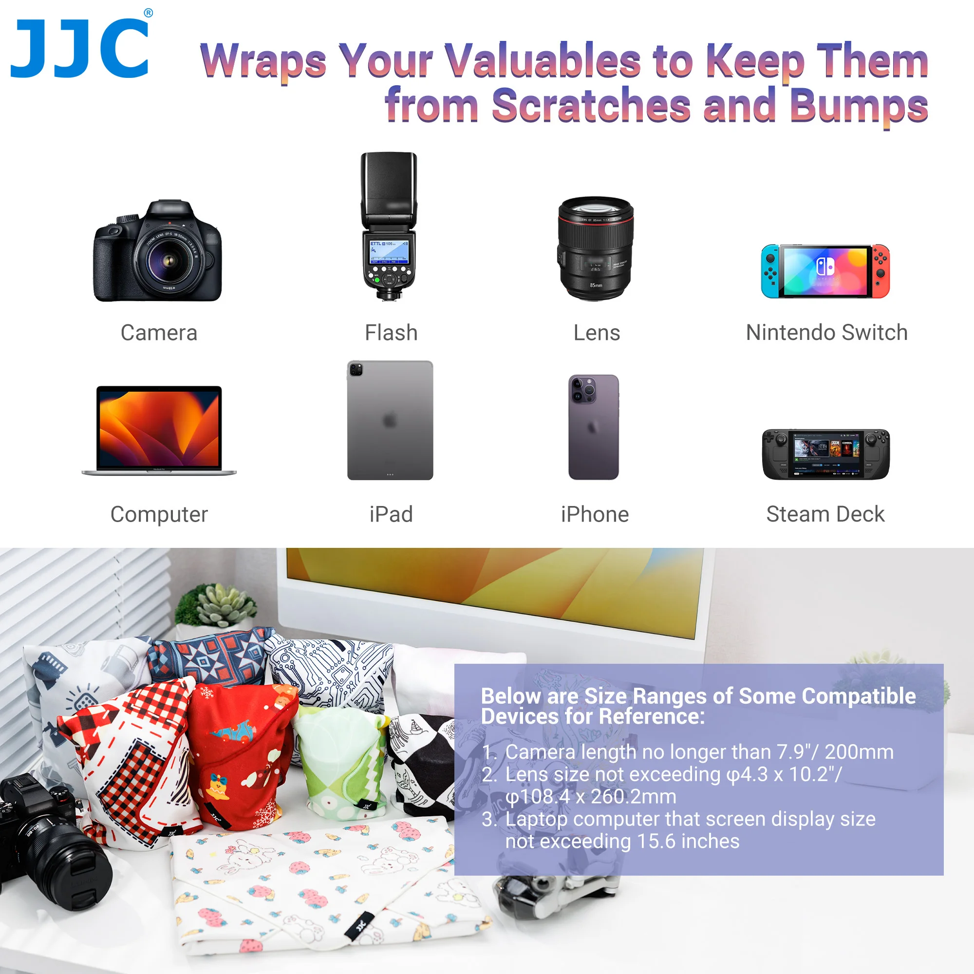 JJC Camera Cover Protective Wrap Cloth Magic Folding Cloth SLR Lens Phone Protector Case Wrapping Storage Photographinner