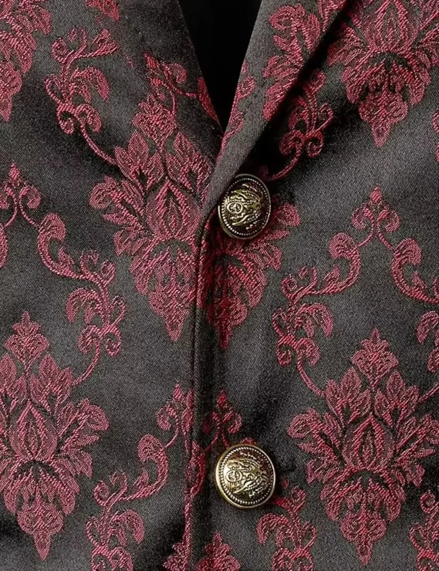 Viktorianische Blumen-Jacquard Herrenanzugweste Formelle Business-Weste mit Revers Einreihig Slim Fit Weste für Hochzeit Bankett Party – Detail 7