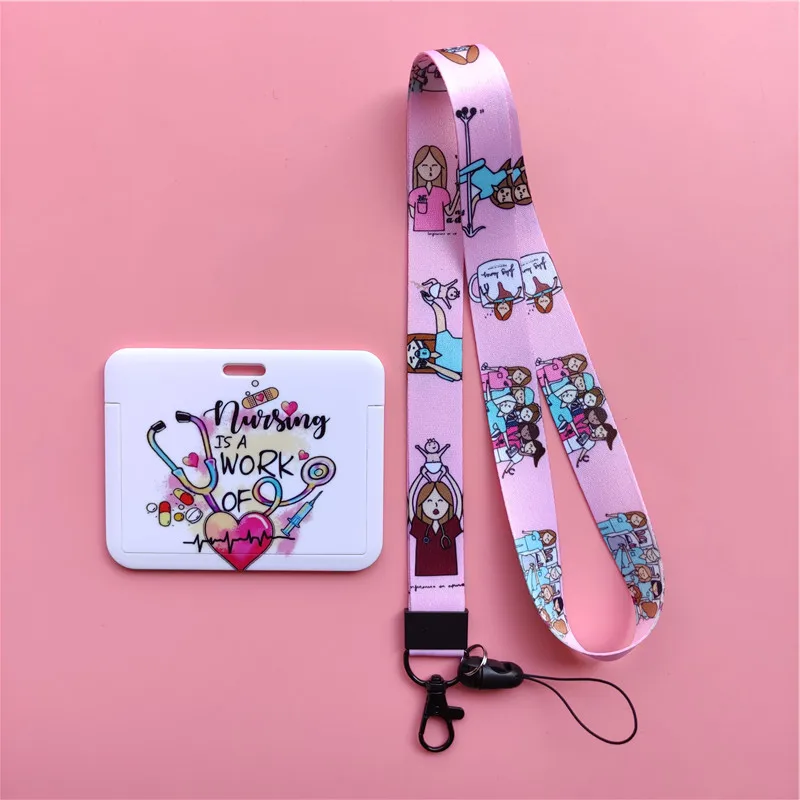Arzt, Krankenschwester, horizontale Damen-Lanyards, Ausweishalter, Ausweishalter, zum Aufhängen von Seil, Lanyard, amüsantes Kartenetui, einziehbarer Clip – Detail 11