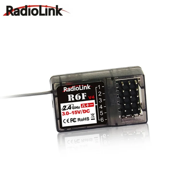 Radiolink R6F Receiver 6 Channel 2.4GHz for RC Car and Boat Radio Transmitter Remote Controller RC6GS V2/RC4GS V2/T8FB/T8S