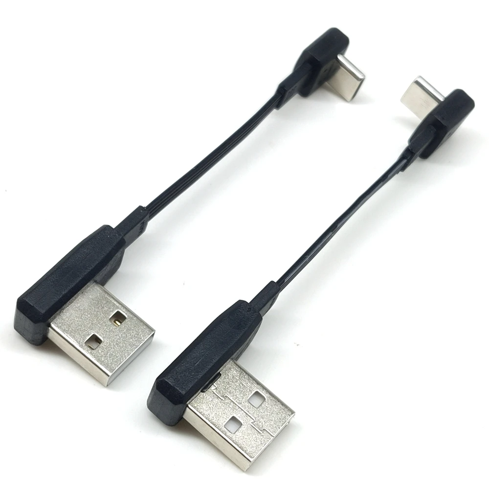 USB-C ultra court de type C mâle haut et bas 90 ° vers USB 2.0 câble de données mâle USB câble plat de type C 0.1m/0.2m/0.5m/1m