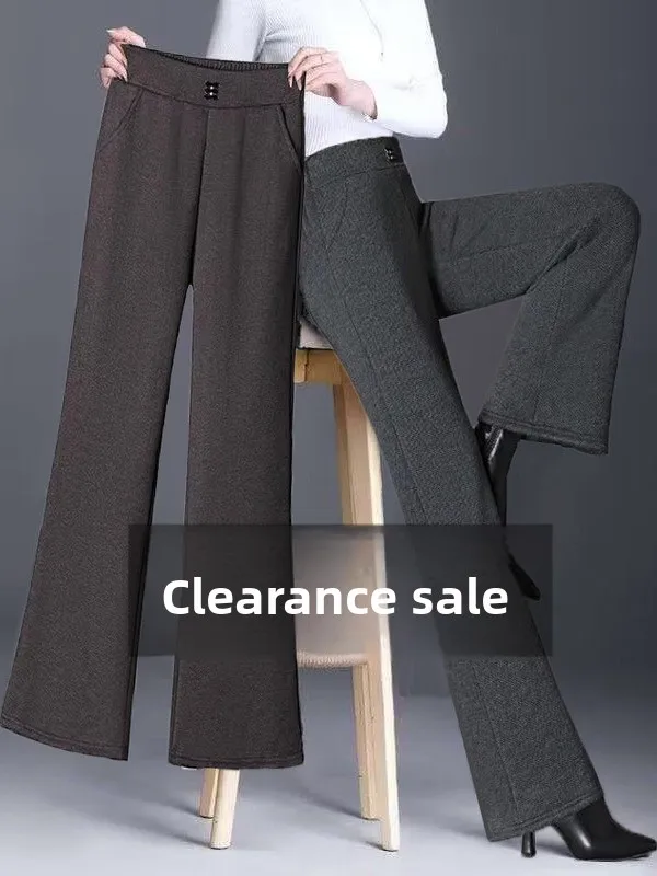 

Женские повседневные брюки-клеш с высокой талией, утепленные флисом, осенне-зимние, облегающие, джинсы-мом из полиэфирного волокна