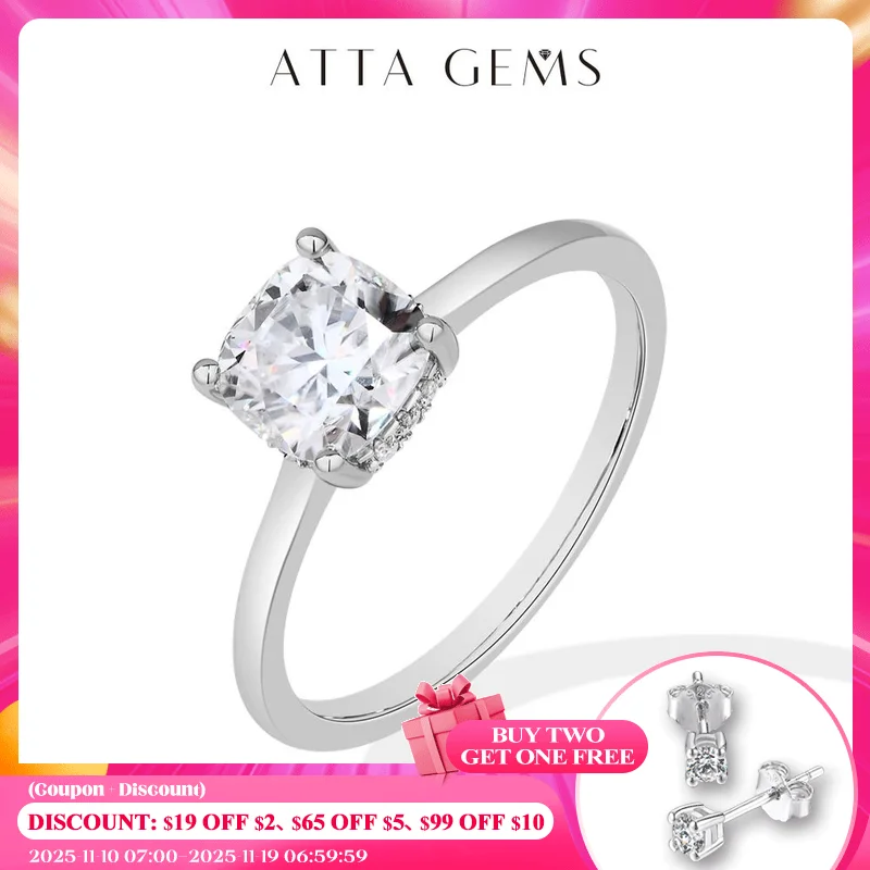 

ATTAGEMS кольцо с муассанитом 1,5 карата 2,5 карата DVVS1 серебро 925 пробы с позолотой 18 карат для женщин обручальное кольцо ювелирные изделия