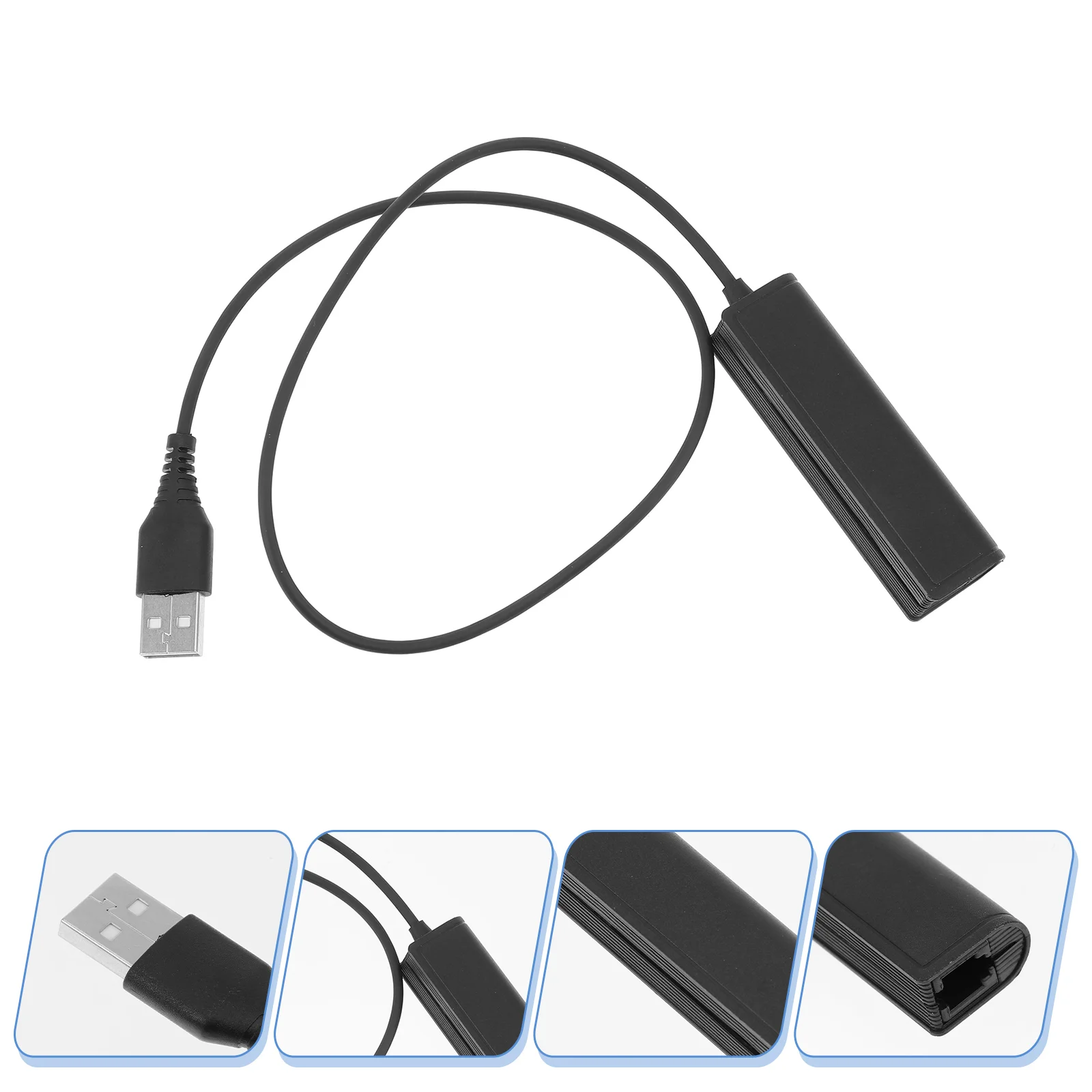 

Adapter Cable RJ9 to USB Cord Headset Converter Wireless Headphone Cassette Plastic Office