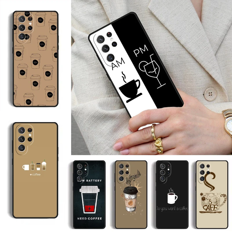 Coffee Wine Cup Phone Case for Samsung Galaxy S26 S25 Ultra S24 S23 S22 S21 Plus Note 10 Bumper Cover