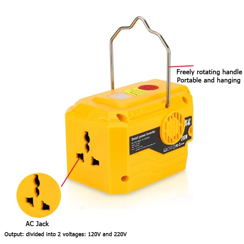 For Dewalt Battery Power Supply Inverter DC 18-20V AC 120V/220V Dual USB Outdoor Camping Battery Adapter Power Tool Accessories