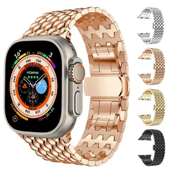 Metal Band for Apple Watch 6 7 8 5 4 Se 44mm 45mm 41mm 40mm 38mm 42mm Belt Bracelet for Iwatch Ultra 49mm Dragon Pattern Strap