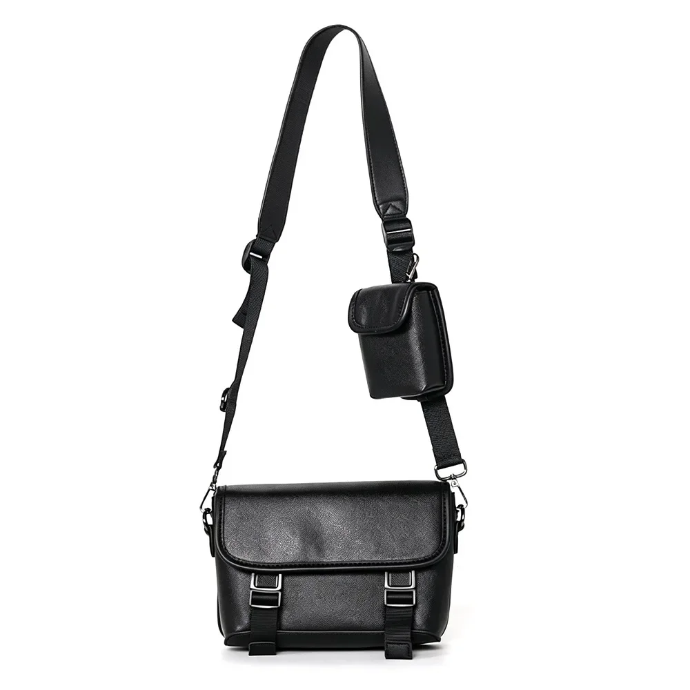 2-in-1 Umhängetasche für Herren, Modische Klappentasche, Luxuriöse Lederschultertasche, Herren-Handytasche für Männer und Frauen – Detail 3