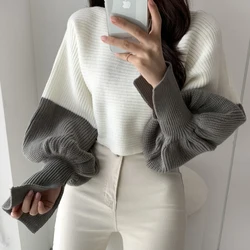 Women's White Gothic Vintage Pullover Knit Sweater Y2k Aesthetic Harajuku Elegant Long Sleeves Sweaters 2000s Clothes