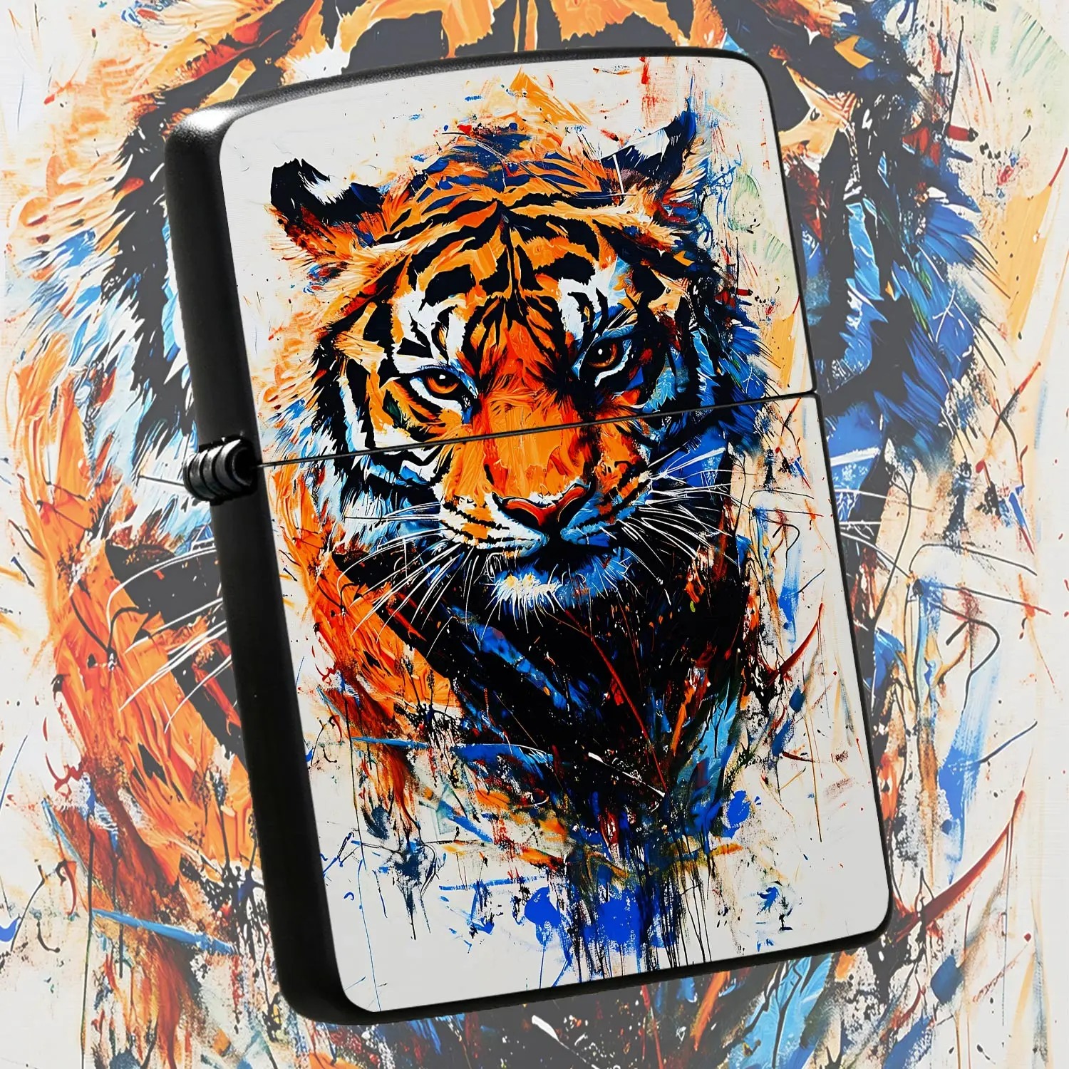Creative Splatter Tiger Head Art Style Lighter, Cool Stylish Portable Ignition Accessory For Daily Outdoor Use, Durable High-Grade Practical Gift For Friends, Multi-Scenario Delicate Decorative Ignition Tool With Vivid A Humorous And Intere
