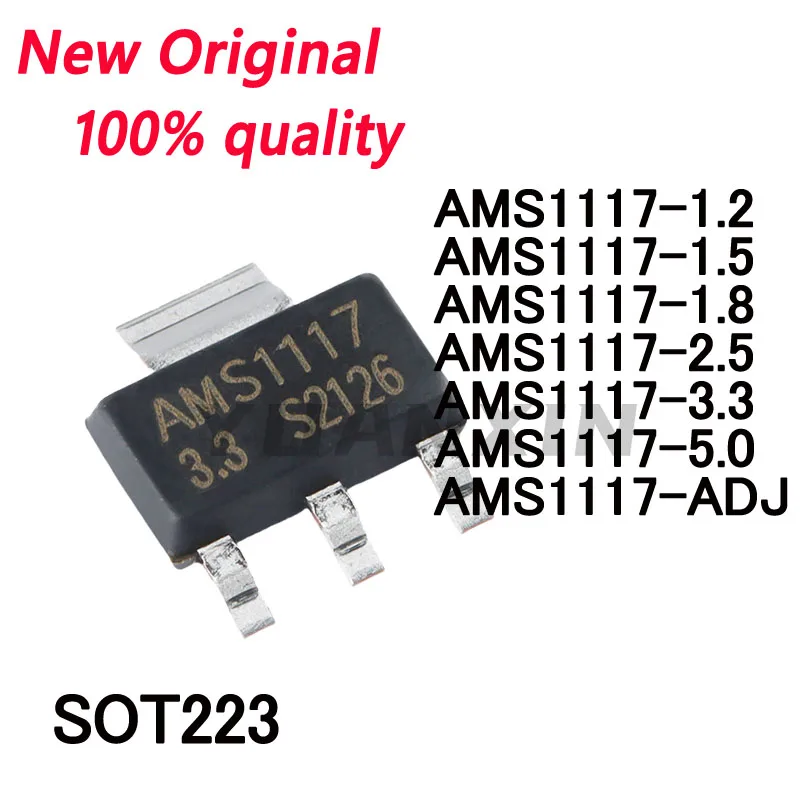 50/PCS New AMS1117 3V3 AMS1117-1.2 AMS1117-1.8 AMS1117-2.5 AMS1117-1.5  AMS1117-3.3 AMS1117-5.0 AMS1117-ADJ SOT223 In Stock