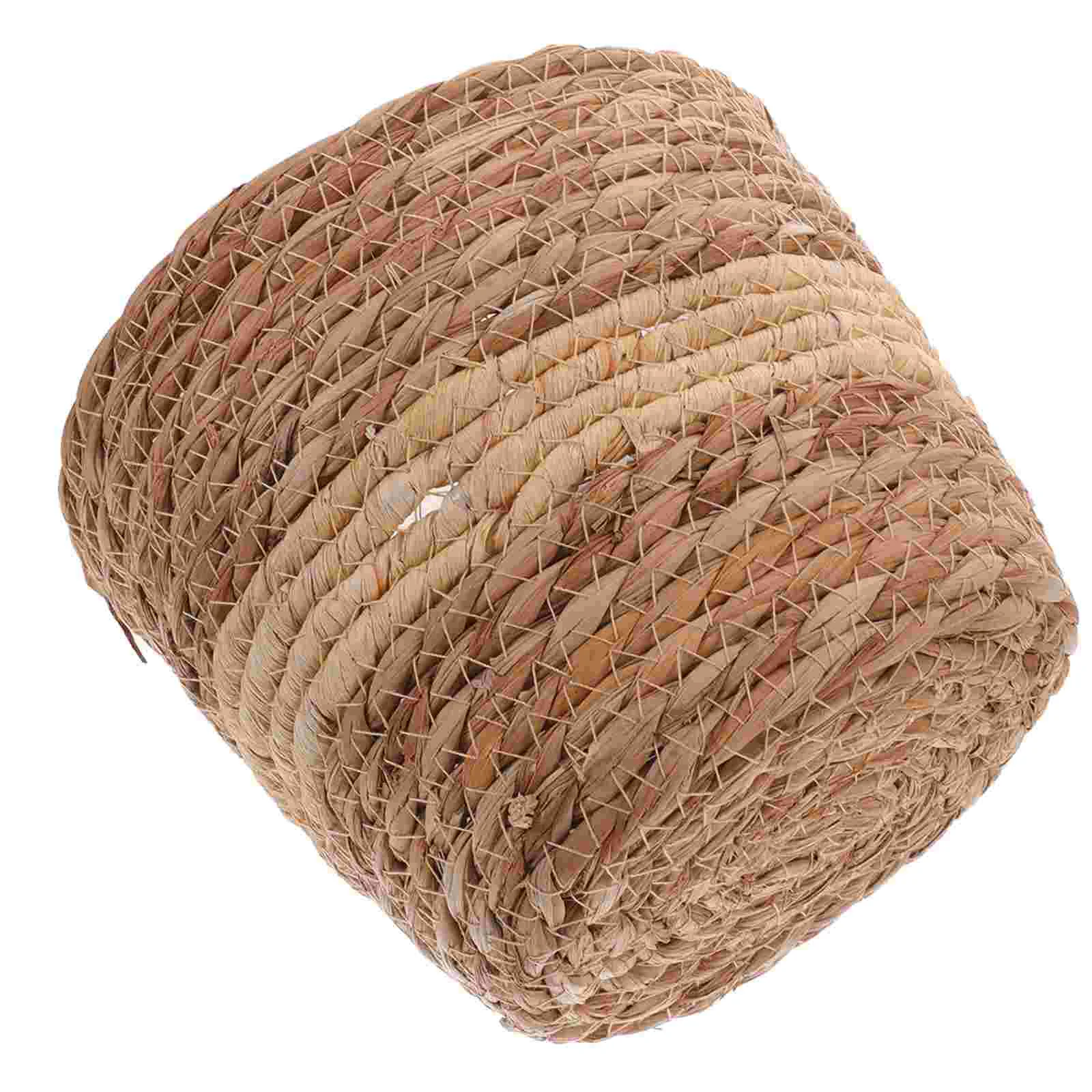 Straw Flower Pot Hand-woven Holder Plant Durable Basket Tray Decor Indoor with Liner Baskets Containers for Food Wicker Planter