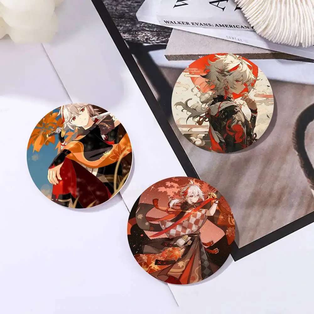 Kaedehara Kazuha Anime G-Genshin I-Impact Cartoon Style Badge Brooches On Backpack Decoration Round Enamel Pins For Accessorys